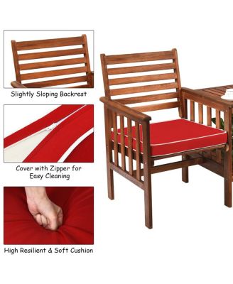 3 pcs Outdoor Patio Table Chairs Set Acacia Wood Loveseat