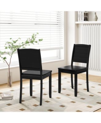 Wood Dining Chair Set of 2 Armless Kitchen Chairs with Rubber Wood Legs