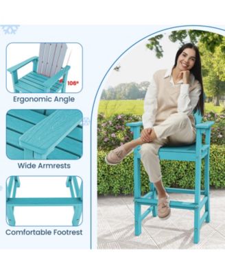 30-Inch Counter Height Outdoor Bar Stool with Armrests, Footrest, and HDPE Frame