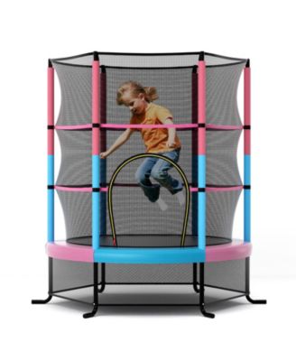 55 Inch Kids Recreational Trampoline Bouncing Jumping Mat with Enclosure Net