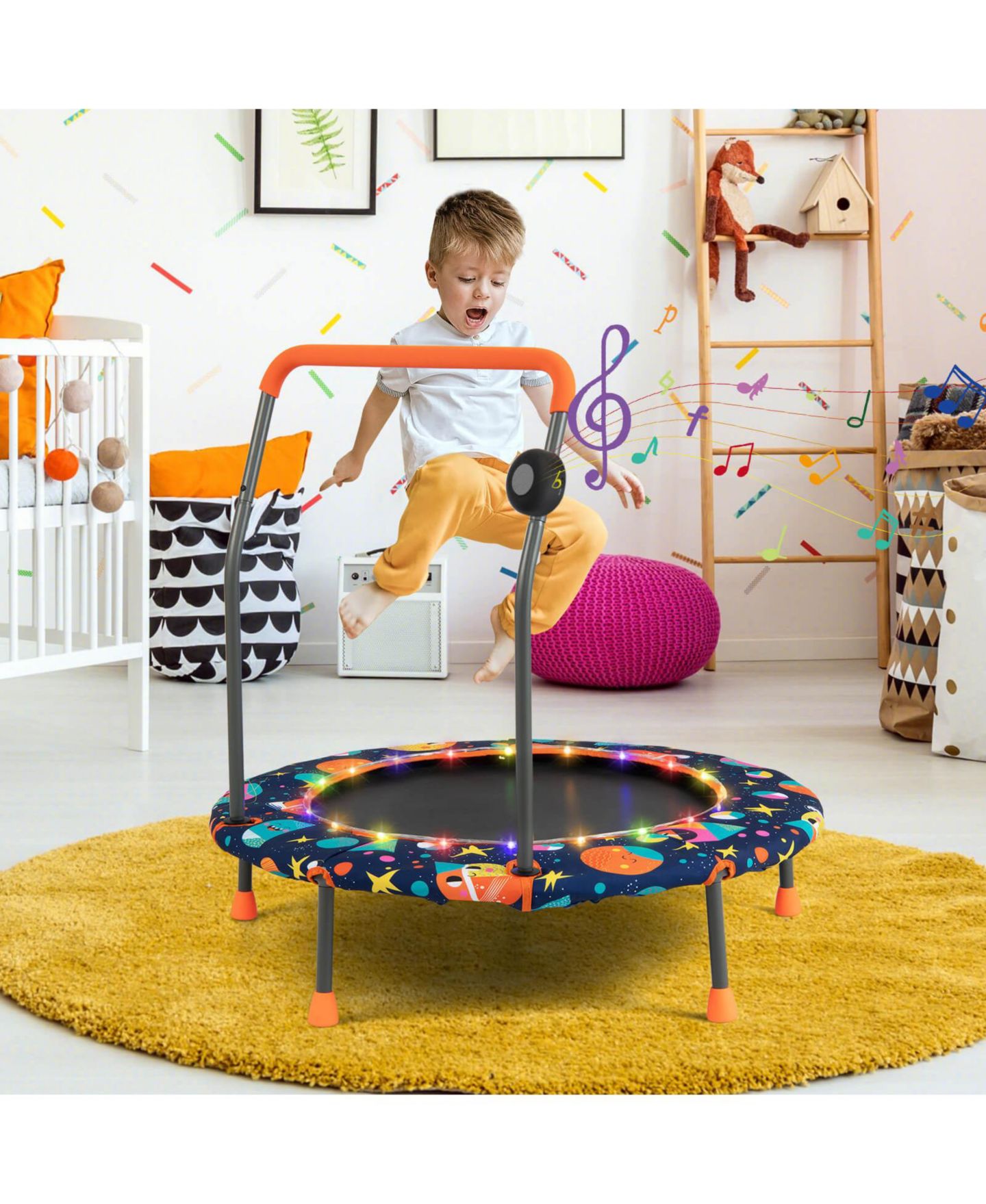 Детская игрушка GOUUN 36 Inch Mini Trampoline with Colorful LED Lights and Bluetooth Speaker — фото 2