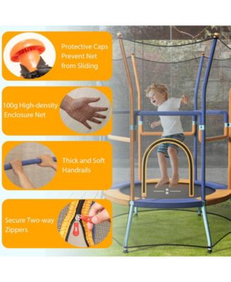 Mini Trampoline for Kids with Safety Enclosure Net and Foam Handles