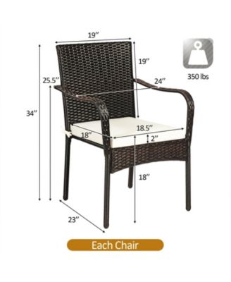 Set of 4 Patio Rattan Stackable Dining Chair with Cushioned Armrest for Garden