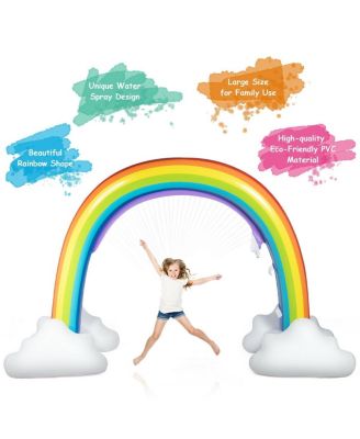 Inflatable Rainbow Sprinkler Backyard Games Outside Water Toy Yard