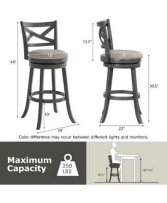 31 Inch Swivel Bar Stools Set of 2 with Hollow Back and Soft-padded Seat-31 inches