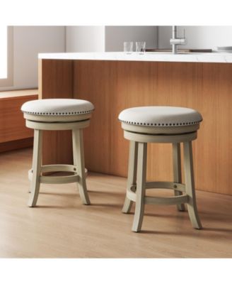 24 Inches Swivel Bar Stools Set of 2 wth Wooden Frame-24 inches