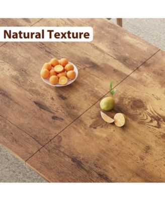 1-Piece MDF & Metal Frame 78.7-Inch Rectangular Table with Chamfered Design Industrial Dining Table