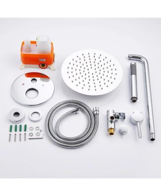 Wall-Mounted Shower Faucet Combo Set Rainfall Shower Head & Handheld