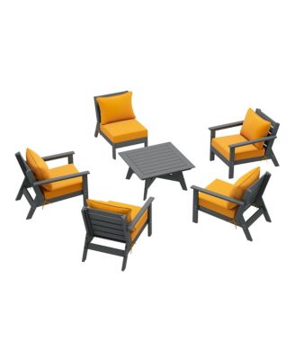 Outdoor 6-Piece Gray Modular Sectional Patio Furniture Sofa Set