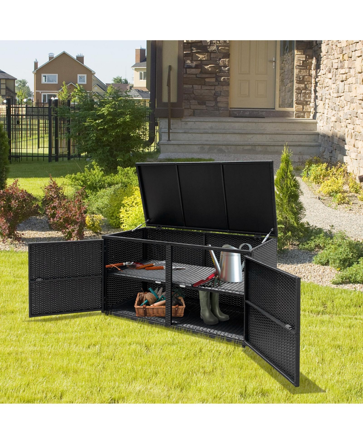 Gouun Gallon Garden Patio Rattan Storage Container Box