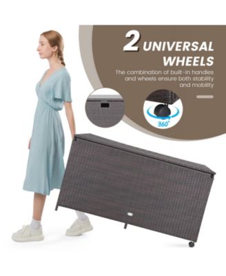 Outdoor Wicker Storage Box with Zippered Liner-133 Gallon