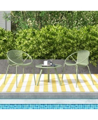 All Weather PP Patio Conversation Set with Round table and 2 Chairs
