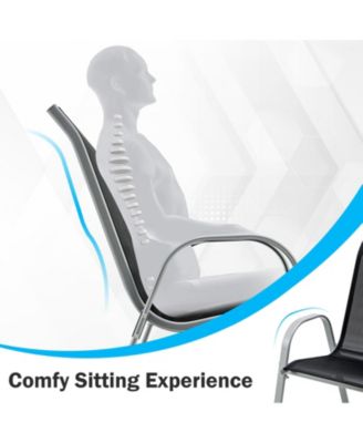 Outdoor Dining Table Set with Extendable Aluminum Table and 4 Stackable Chairs