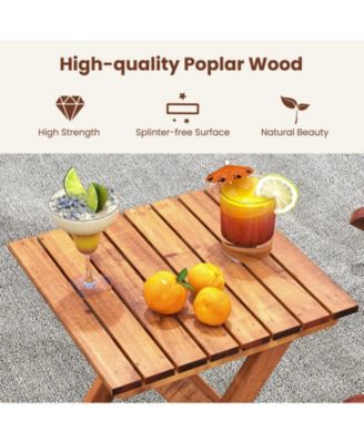 3-piece Outdoor Poplar Wood Rocking Bistro Set