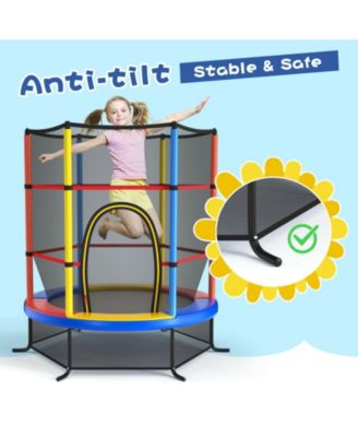 55 Inch Kids Recreational Trampoline Bouncing Jumping Mat with Enclosure Net