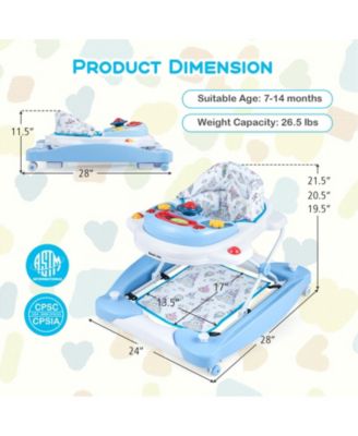 6 in 1 Foldable Baby Walker with Adjustable Height