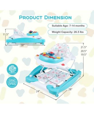 6 in 1 Foldable Baby Walker with Adjustable Height