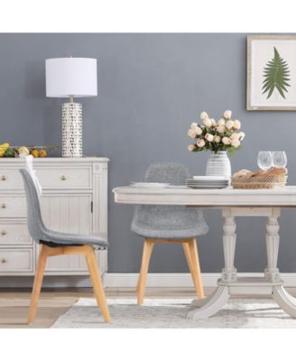 4 Pieces Modern Dining Chair Set with Wood Legs and Fabric Cushion Seat