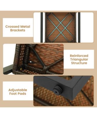 3 Piece Patio Conversation Set with Solid Acacia Wood Armrests and Tabletop