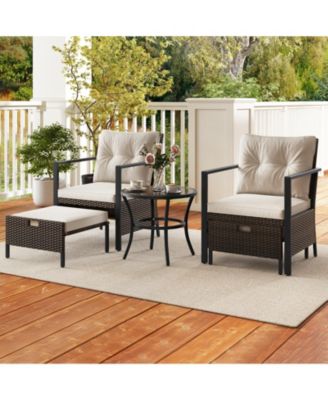 4 Piece Outdoor Furniture Set with Glass Topped Table