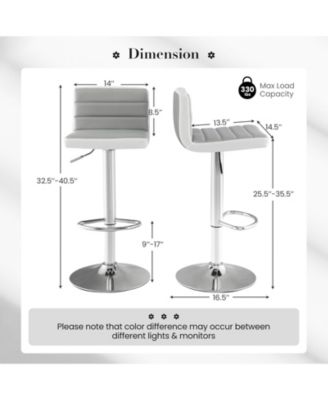 Set of 2 Adjustable Heights Barstool with PU Leather