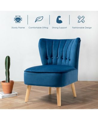 Armless Accent Chair Tufted Velvet Leisure Chair