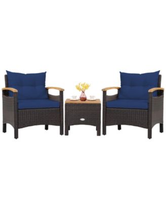 3 Pieces Patio Rattan Furniture Set with Removable