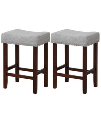 Set of 2 25 Inch Bar Stool with Curved Seat Cushions
