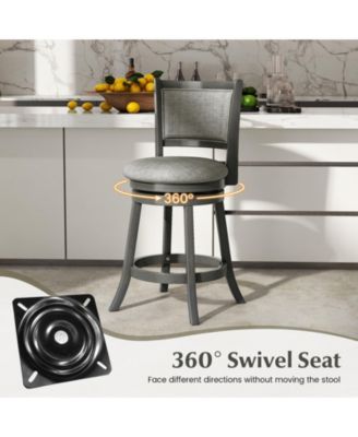 Swivel Bar Stools Set of 2 with Soft-padded Back and Seat-S