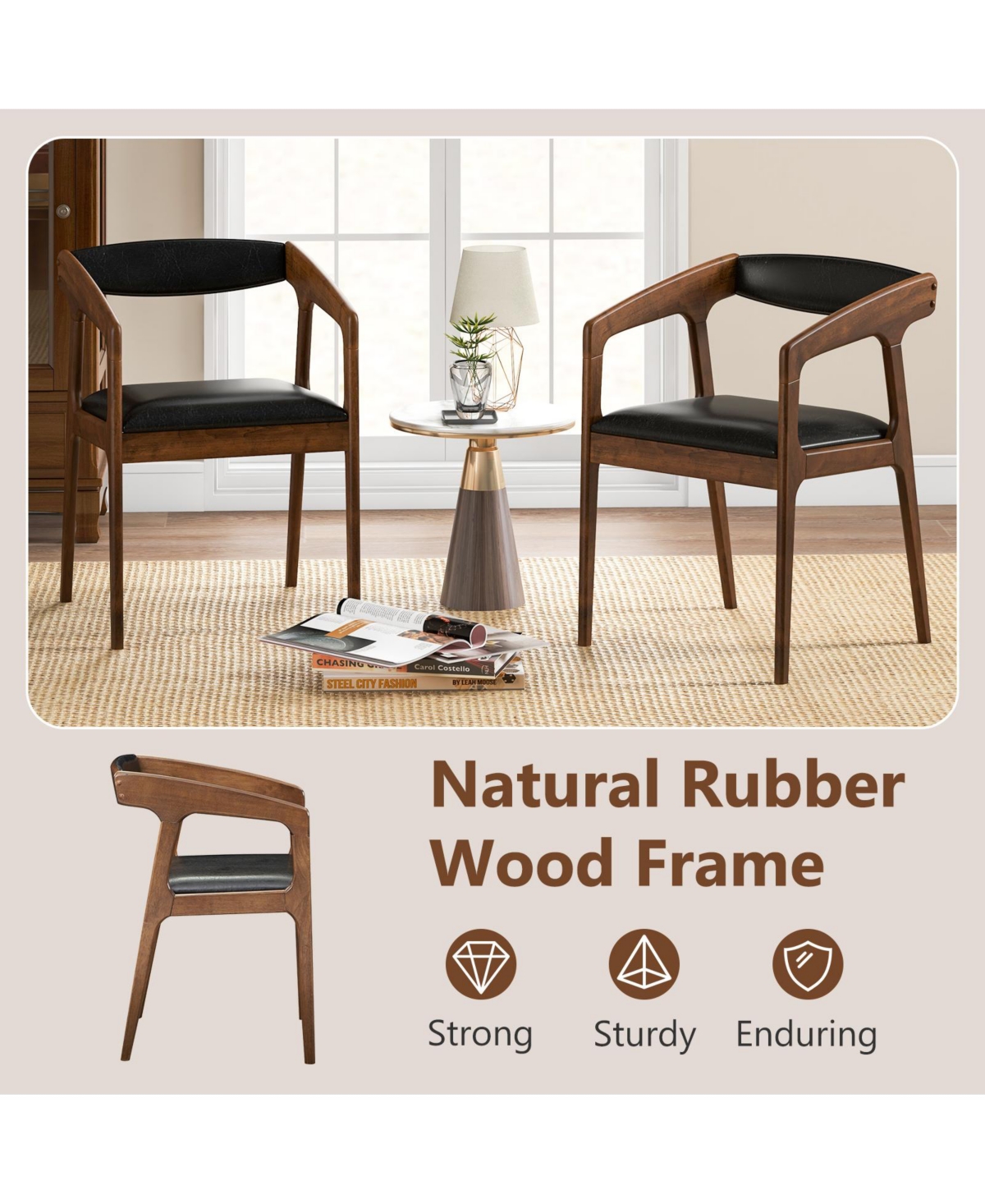Gouun Upholstered Armchairs Set of 2 with Cozy Backrest and Padded Seat Cushion