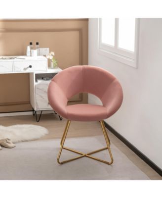 Modern Velvet Accent Chair Vanity Chair with Metal Legs-2 Pieces