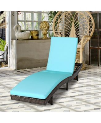 Patio Folding Adjustable Rattan Chaise Lounge Chair with Cushion