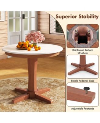 35 Inches Wooden Round Dining Table with Pedestal Base