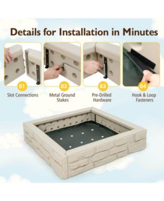 2-In-1 HDPE Kids Sandbox with Cover and Bottom Liner