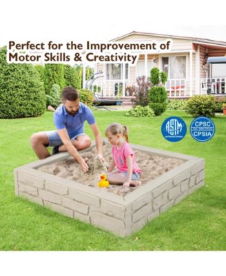 2-In-1 HDPE Kids Sandbox with Cover and Bottom Liner