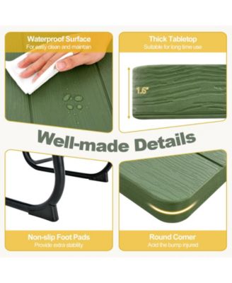 Outdoor Picnic Table with 4 Benches and Umbrella Hole