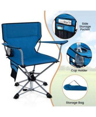 360° Swivel Hunting Chair Portable Foldable Hunting Chair with Mesh Cup Holder and Storage Pockets