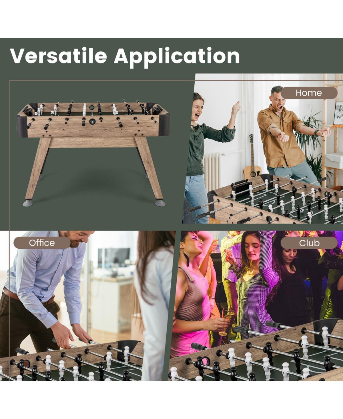 Gouun Foosball Table Arcade Soccer Game Table with 2 Balls and 26 Players
