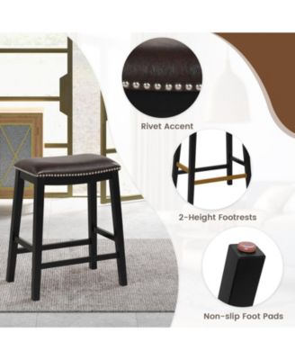 26 Inch Counter Height Bar Stool Set of 2 with Upholstered Seat