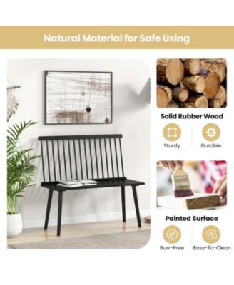 Entryway Bench for 2 with Spindle Back for Kitchen Dining Room Hallway