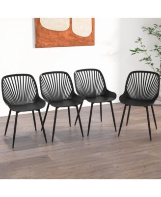 Modern Kitchen Chairs with Metal Legs Cutout Backrest Curved Seat for Dining Room Home Office