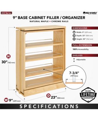 9" Pullout Kitchen Cabinet Filler Organizer Spice Rack, 432-BF-9C