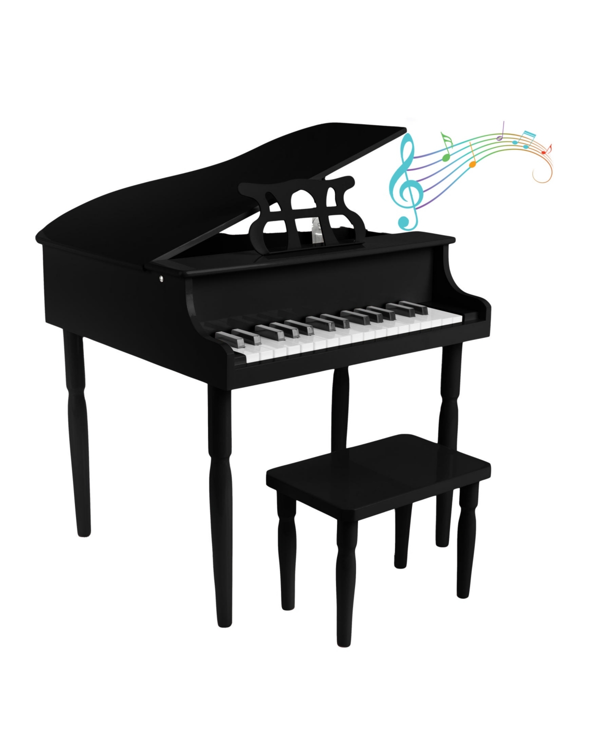 Trademark Global Hey Play 30 Key Kids Piano With Bench In Black