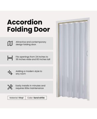 Contempora Accordion Folding Door, 36 x 80 Inches, Sand White