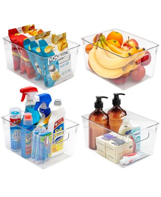 8 Pack Medium Clear Acrylic Storage Bins - for Kitchen, Cabinet Organizer, Pantry & Refrigerator