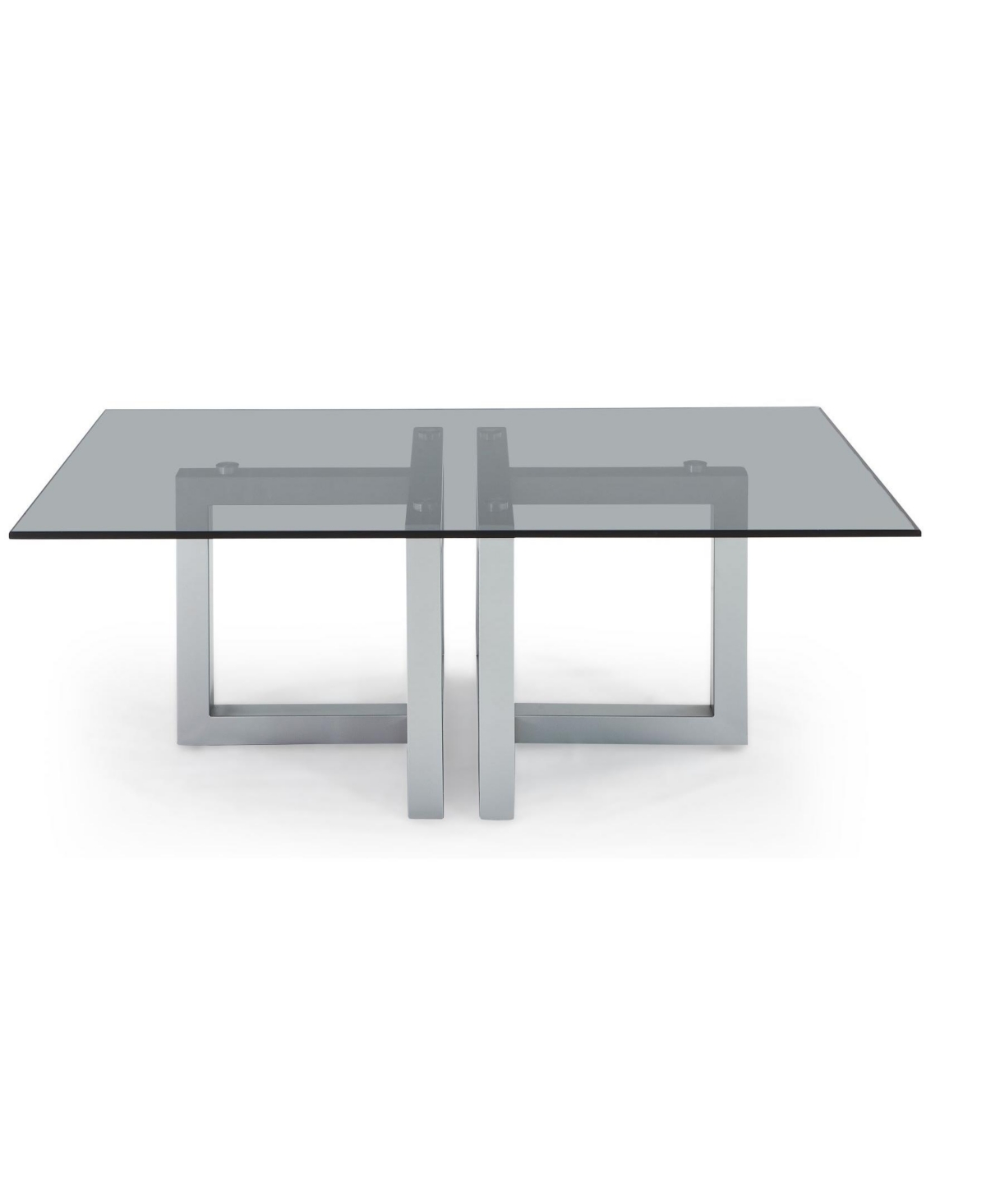 Macy's Emila 48" Rectangle Glass Mix And Match Coffee Table In Smoked Glass,silver Sky
