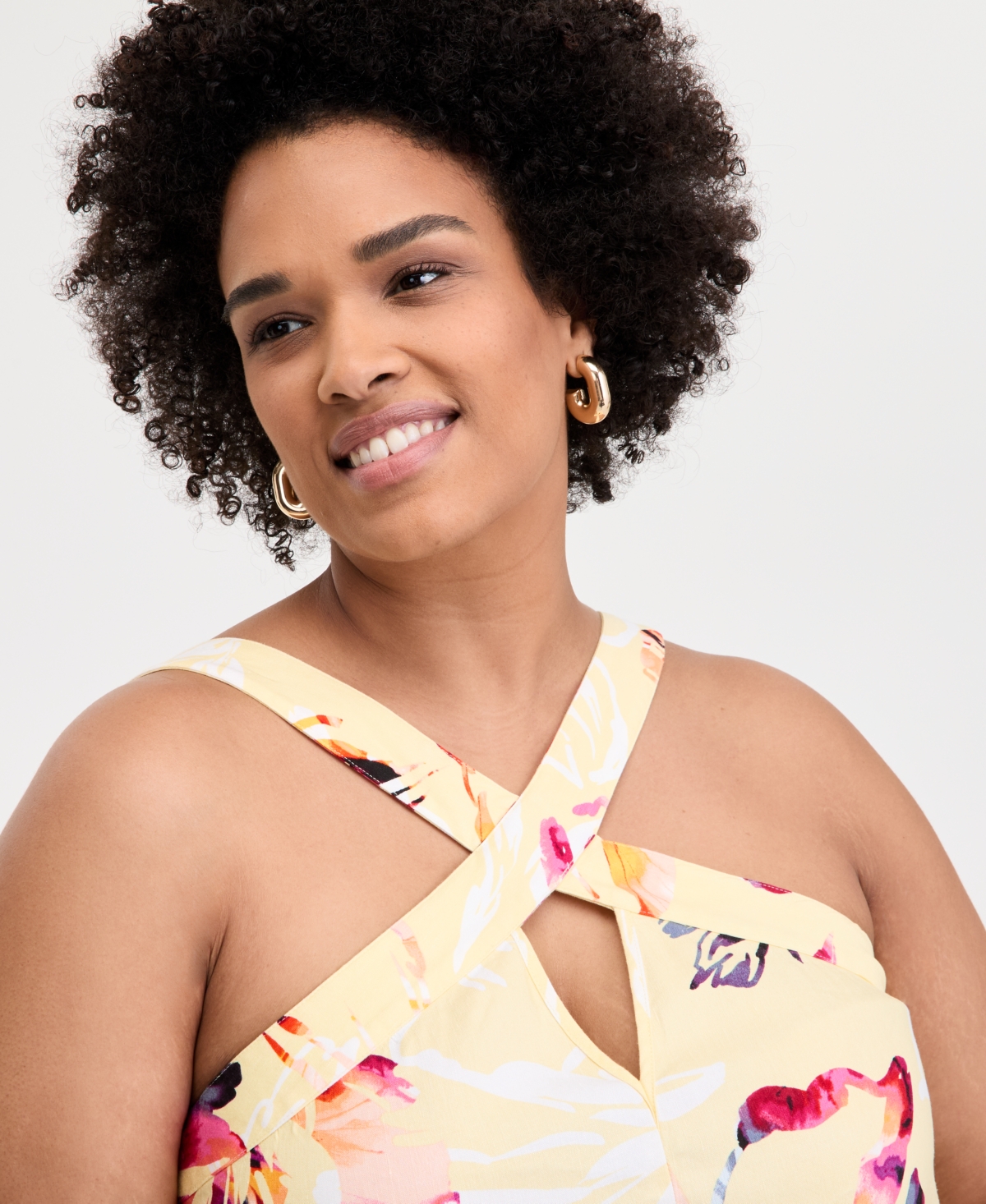 INC INTERNATIONAL CONCEPTS INC PLUS SIZE LINEN-BLEND PRINTED HALTER MAXI DRESS, EXCLUSIVELY AT MACY'S 