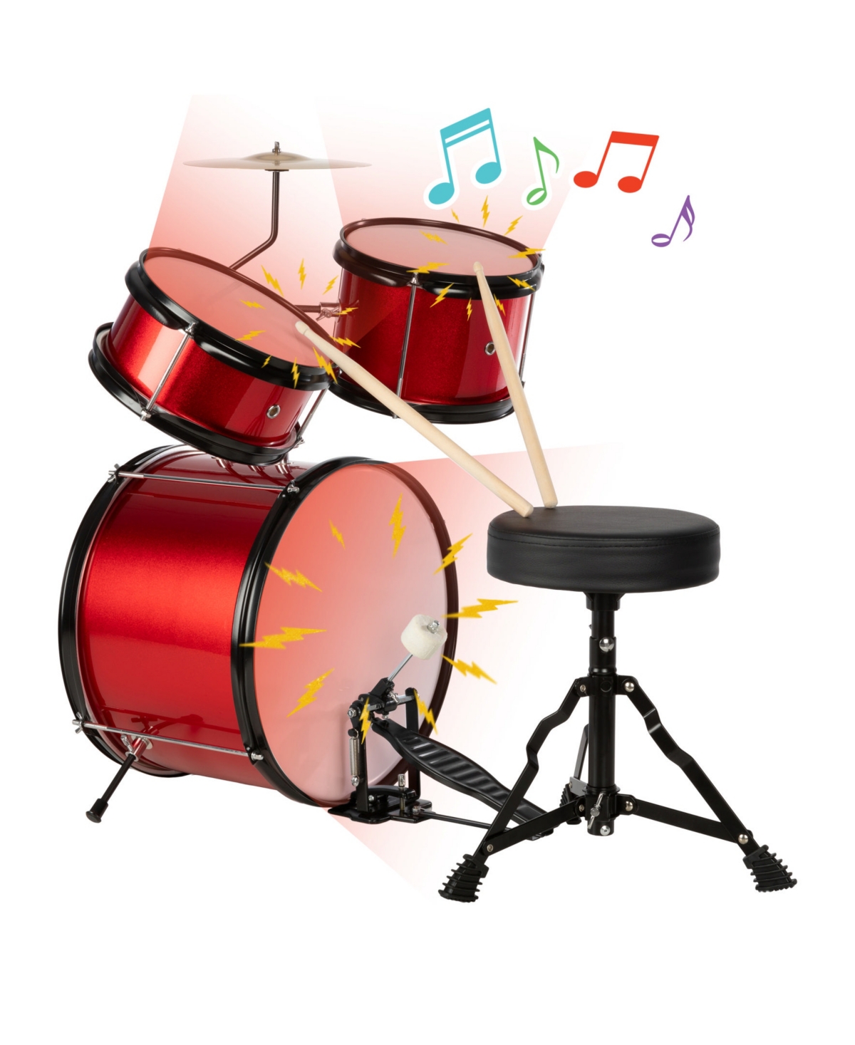 Trademark Global Hey Play 3-piece Beginner Drum Set In Red