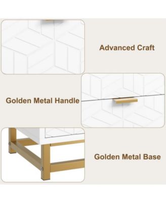 Dresser for Bedroom, 5 Drawer Dresser with Metal Legs, Modern Dresser Chest Organizer with Wide Storage, Chest of Drawers for Bedroom, Living Room, Entryway