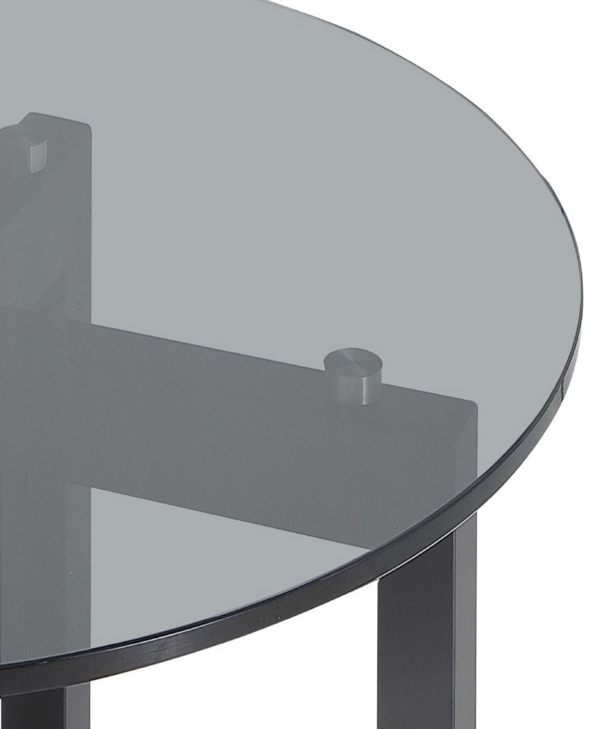 Macy's Emila 38" Round Glass Mix And Match Coffee Table In Smoked Glass,gunmetal